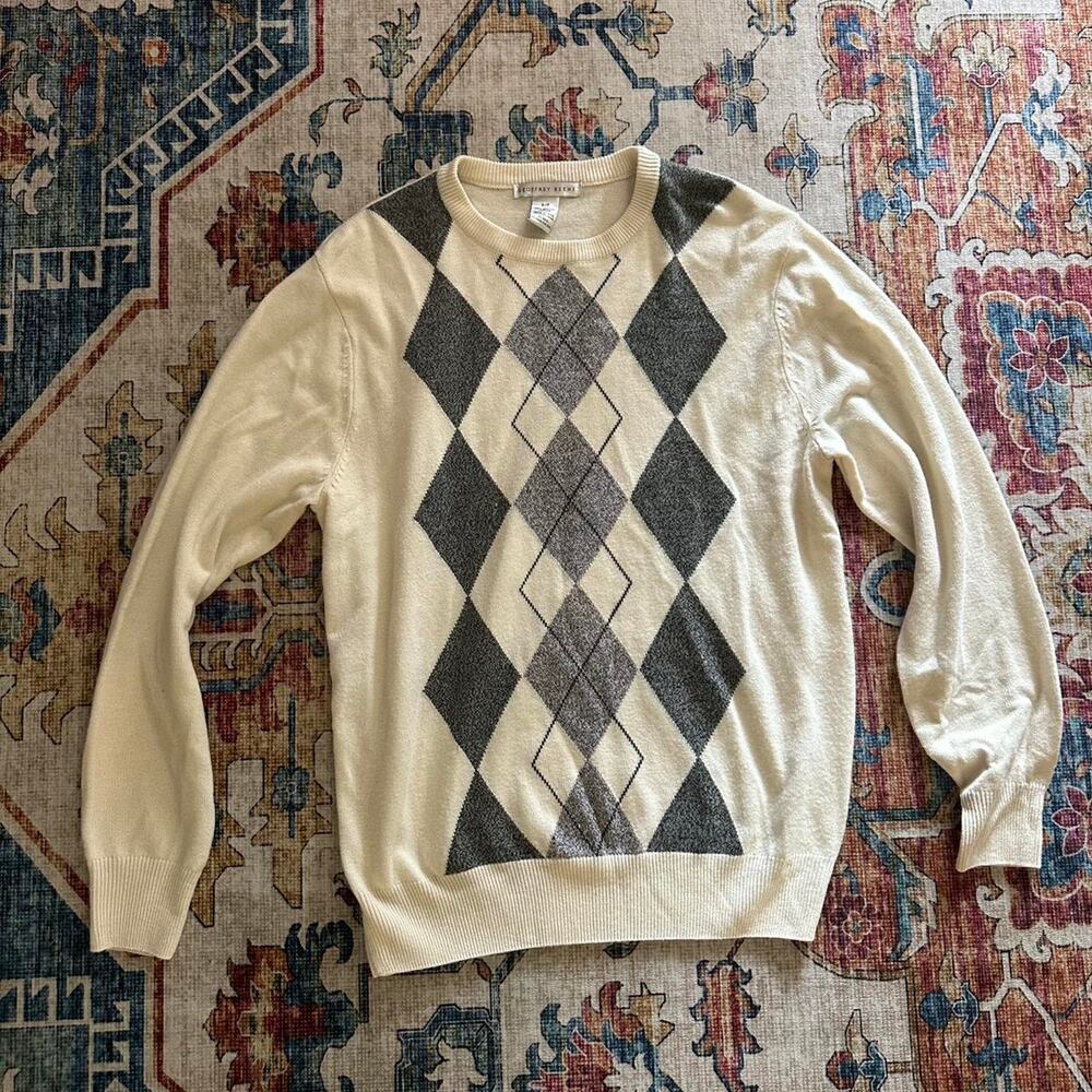 Cream and grey argyle sweater